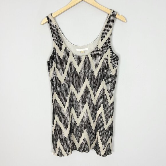 Y2K Jenny Han Chevron Silk Tank Mini Dress Size Small Boho Party Women's - Picture 1 of 6